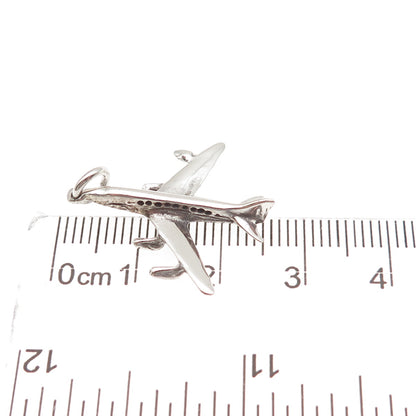 925 Sterling Silver Vintage Airplane Charm Pendant