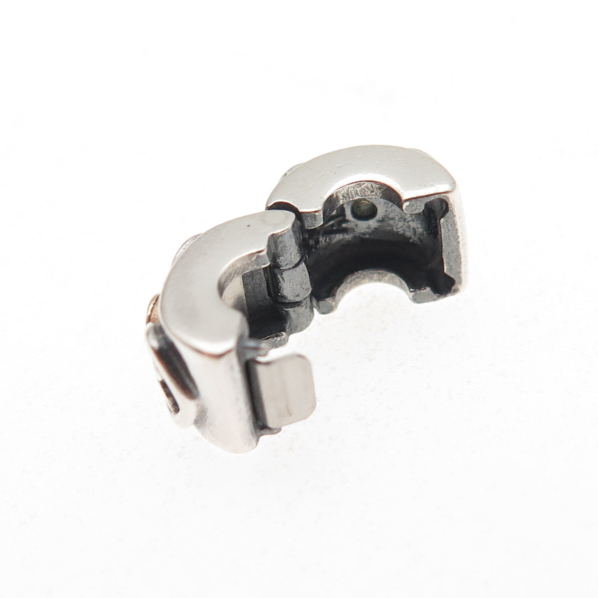 Pandora 925 Sterling Silver & Gold C Z Double Heart Clip Charm