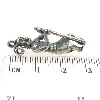 925 Sterling Silver Antique Art Deco Tribal Chief Charm Pendant