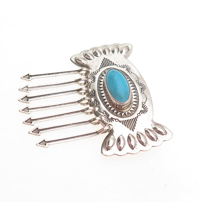 CAROLYN POLLACK Old Pawn 925 Sterling Silver Vintage Turquoise Arrow Pin Brooch