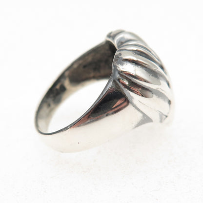 Ken Crafts 925 Sterling Silver Vintage Modernist Heart Oxidized Ring Size 7.25