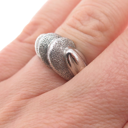 925 Sterling Silver Vintage Modernist Oxidized Ring Size 5.75