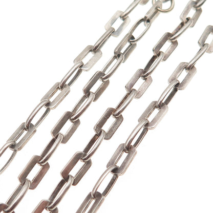 925 Sterling Silver Vintage Italy Oval & Blade Chain Necklace 32" (missing lock)