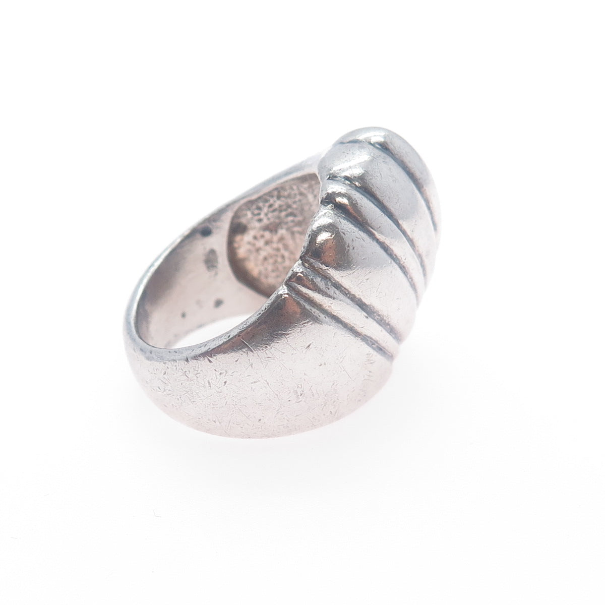 925 Sterling Silver Vintage Modernist Oxidized Ring Size 7.5