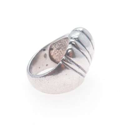 925 Sterling Silver Vintage Modernist Oxidized Ring Size 7.5