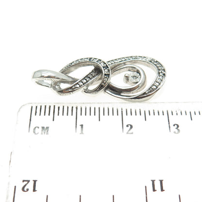 925 Sterling Silver Real Round-Cut Blue & White Diamond Twisted Knot Pendant