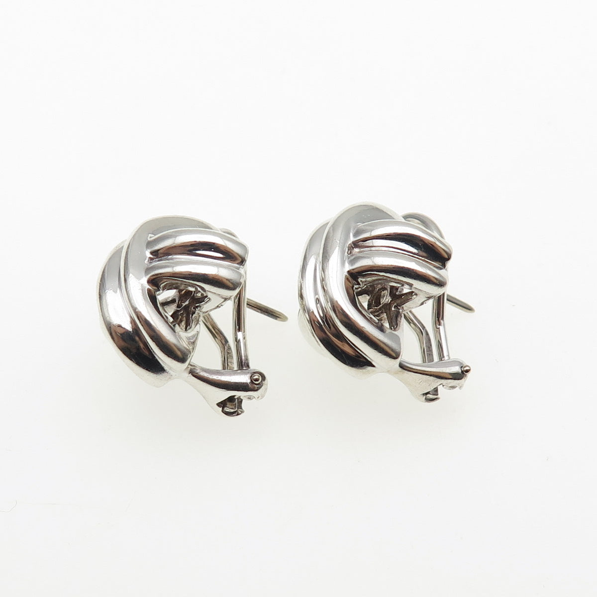TIFFANY & CO. Sterling Silver Vintage 1990 Signature X-Shape Omega Back Earrings