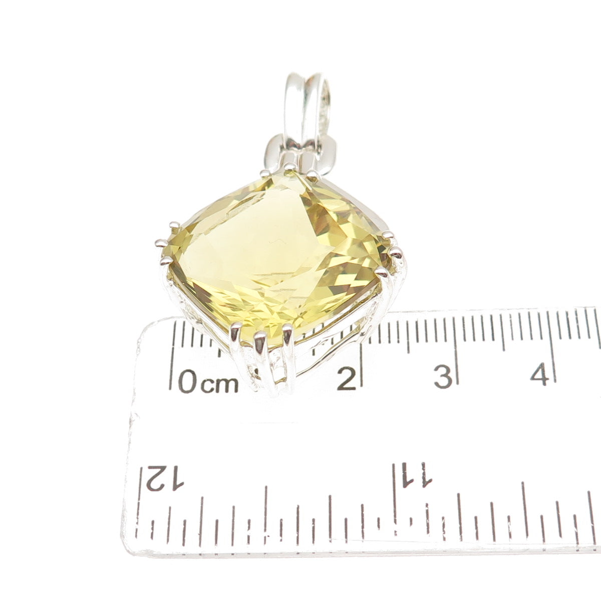 Michelle Albala 925 Sterling Silver Vintage Real Lemon Quartz Pendant