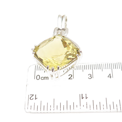 Michelle Albala 925 Sterling Silver Vintage Real Lemon Quartz Pendant