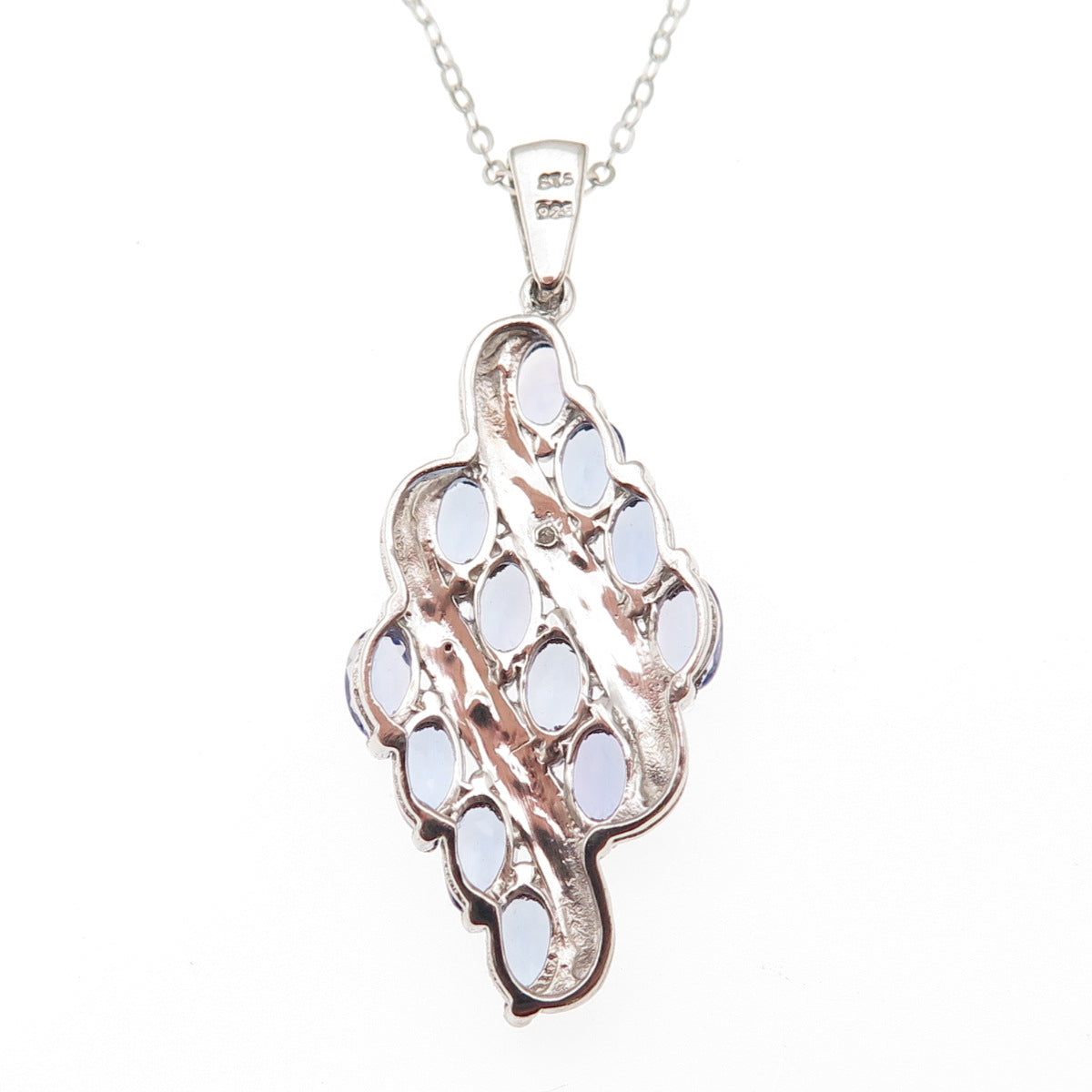 Chuck Clemency 925 Sterling Silver Real Diamond & Tanzanite Chain Necklace 20"