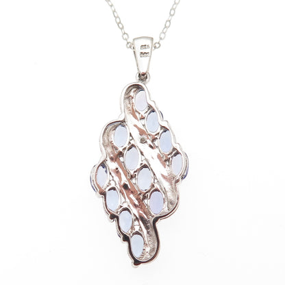 Chuck Clemency 925 Sterling Silver Real Diamond & Tanzanite Chain Necklace 20"