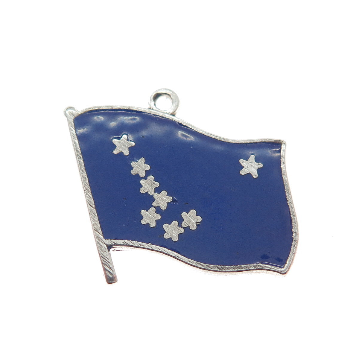 ELCO 925 Sterling Silver Vintage Blue Enamel Flag of Alaska Charm Pendant