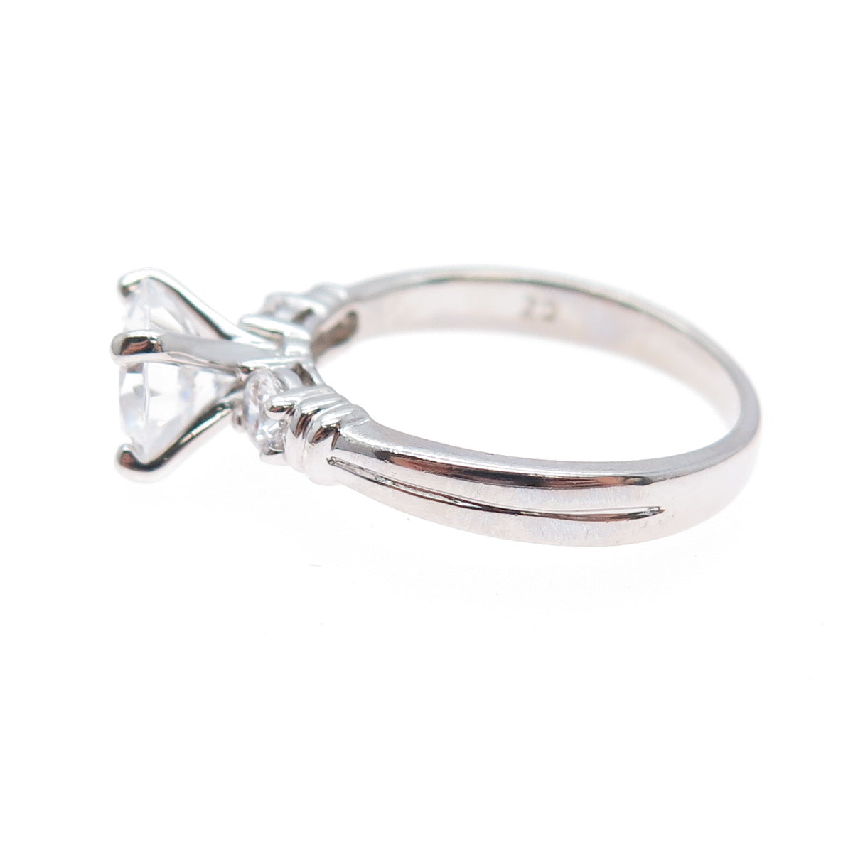 925 Sterling Silver Round-Cut C Z Engagement Ring Size 8.25