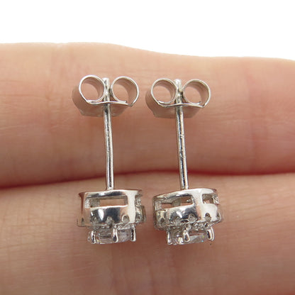 925 Sterling Silver Round-Cut C Z Stud Earrings