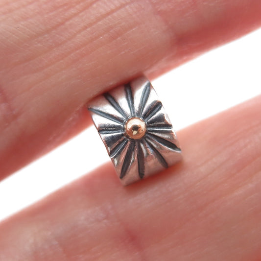 PANDORA 925 Sterling Silver & Gold Sunburst Clip Charm