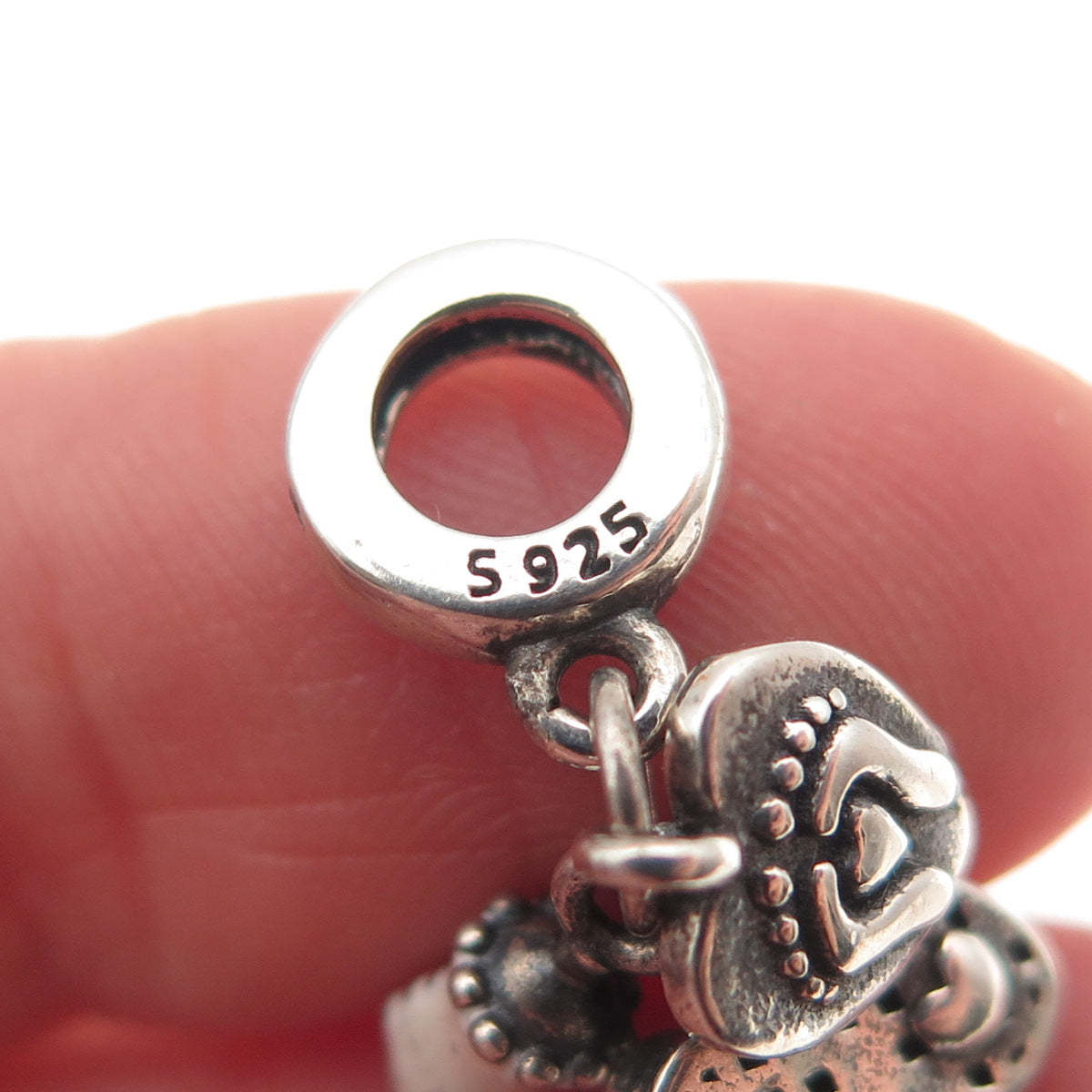 925 Sterling Silver Enamel & C Z Baby Bottle Shoes Dangle Slide Charm