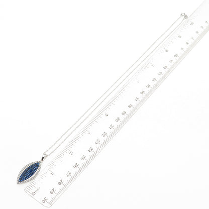 925 Sterling Silver Round-Cut Blue & White C Z Petal Cable Chain Necklace 18"