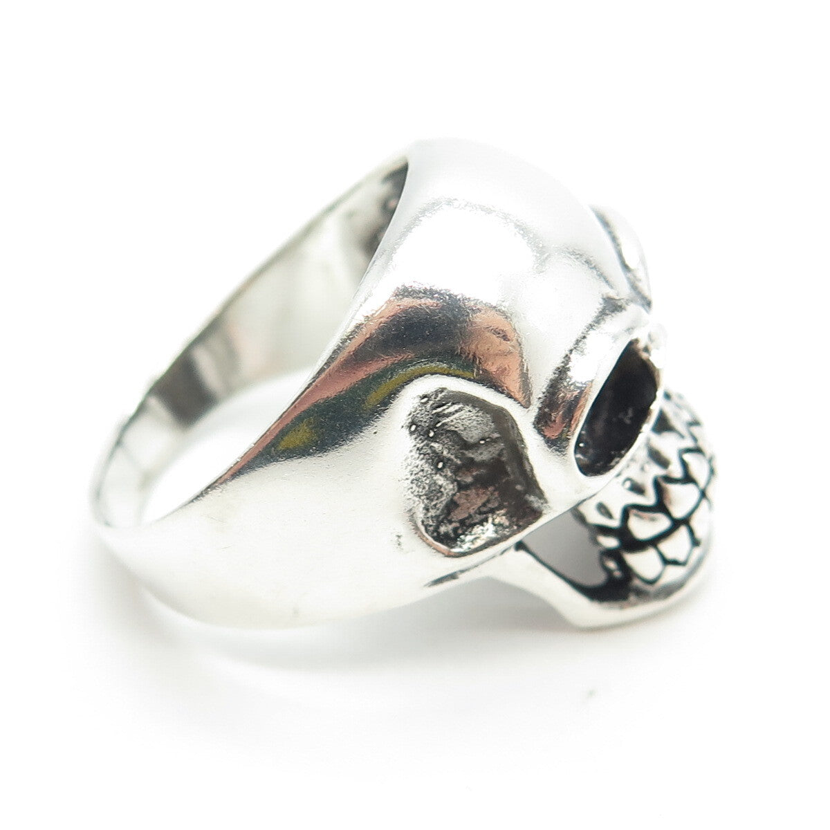 925 Sterling Silver Vintage Skull Biker Ring Size 12