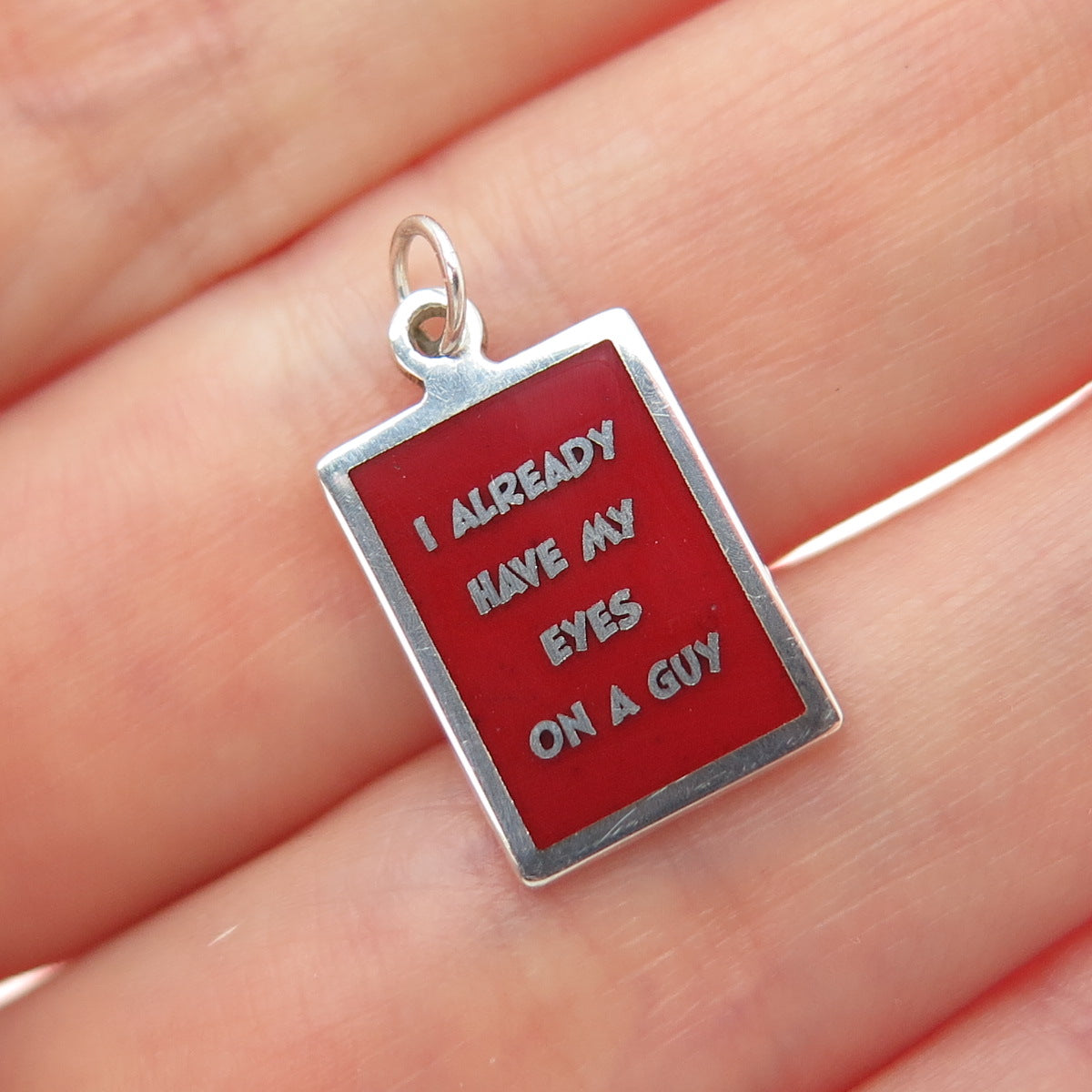925 Sterling Silver Enamel I Already Have My Eyes On A Guy Minimalist Pendant