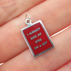 925 Sterling Silver Enamel I Already Have My Eyes On A Guy Minimalist Pendant