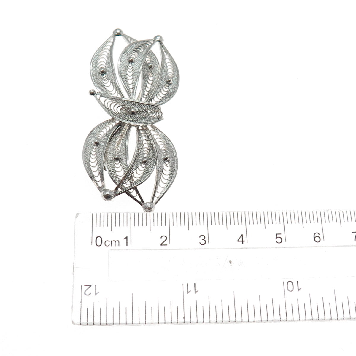 STANCO 925 Sterling Silver Vintage Floral Filigree Pin Brooch