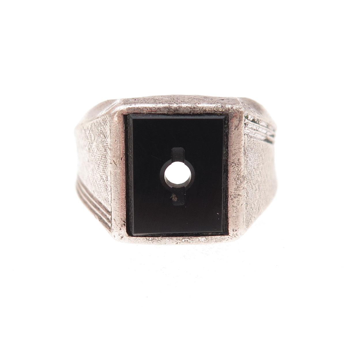 Vargas Sterling Silver Antique Art Deco Black Onyx Ring Size 6 (missing stone)