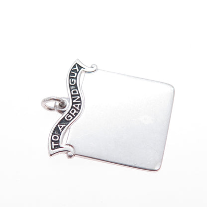 FORSTNER 925 Sterling Silver Vintage To A Grand Guy Tag Charm Pendant