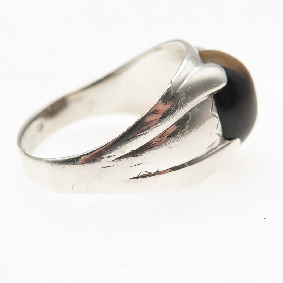 Vargas 925 Sterling Silver Antique Art Deco Real Tiger Eye Ring Size 10.25