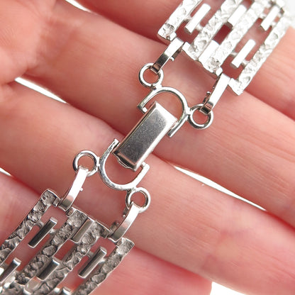 Van Dell 925 Sterling Silver Vintage Nugget Panel Link Bracelet 7"