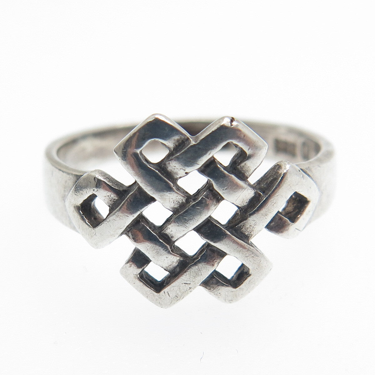 925 Sterling Silver Vintage Celtic Knot Oxidized Ring Size 6