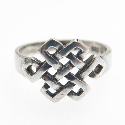 925 Sterling Silver Vintage Celtic Knot Oxidized Ring Size 6
