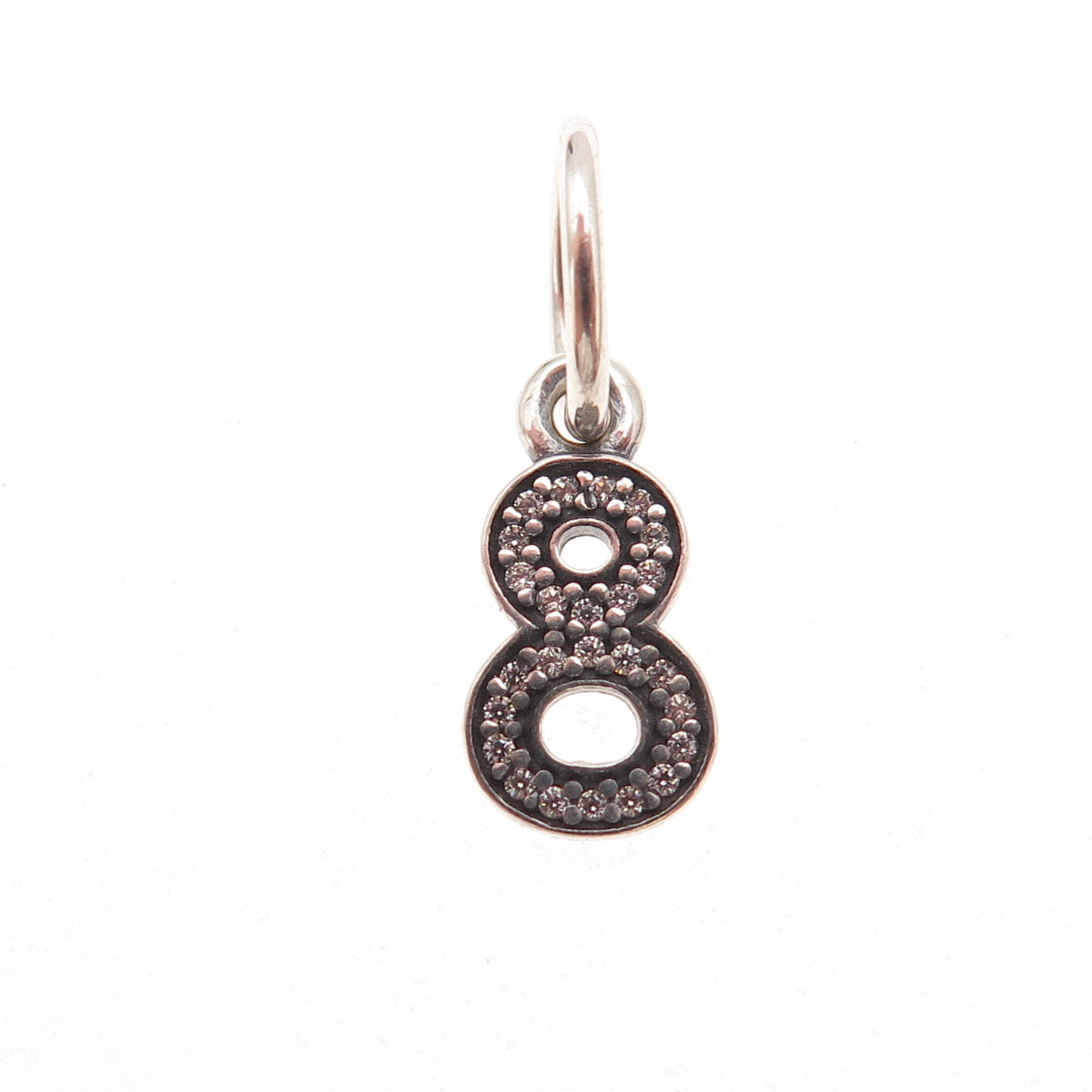 Pandora 925 Sterling Silver C Z Lucky Number 8 Charm Pendant