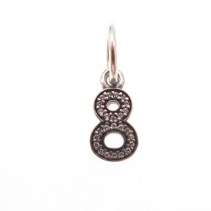 Pandora 925 Sterling Silver C Z Lucky Number 8 Charm Pendant