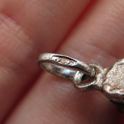 925 Sterling Silver Vintage Blue Enamel Torn Boot Mini Charm Pendant