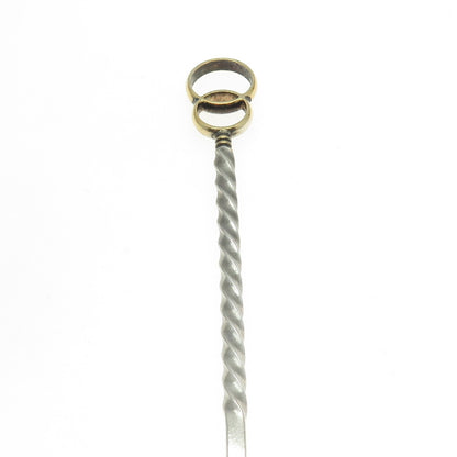 916 Silver 2-Tone Antique European Twisted Handle Wedding Salad Spoon 8"