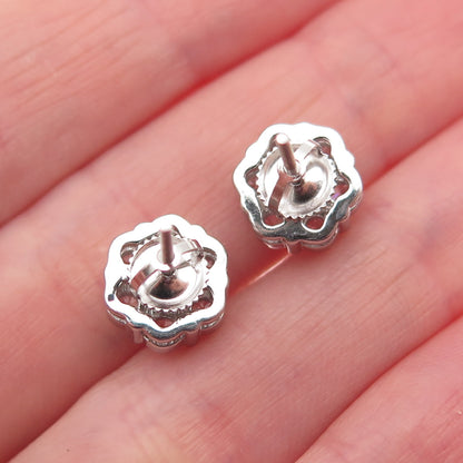 925 Sterling Silver Round-Cut C Z Stud Earrings