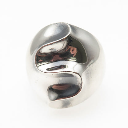 925 Sterling Silver Vintage Mexico Modernist Zig Zag Oxidized Ring Size 8.25