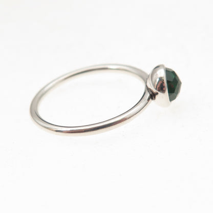 Pandora 925 Sterling Silver Green Crystal August Birthday Blooms Ring Size 7