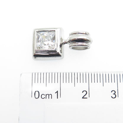 925 Sterling Silver Princess-Cut C Z Charm Pendant