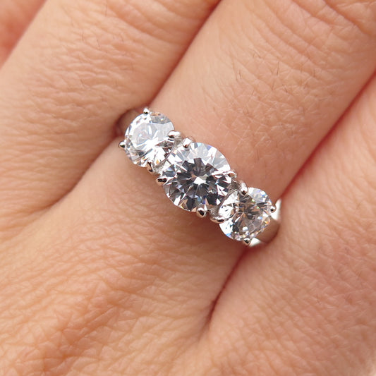 925 Sterling Silver Round-Cut C Z Promise Ring Size 8