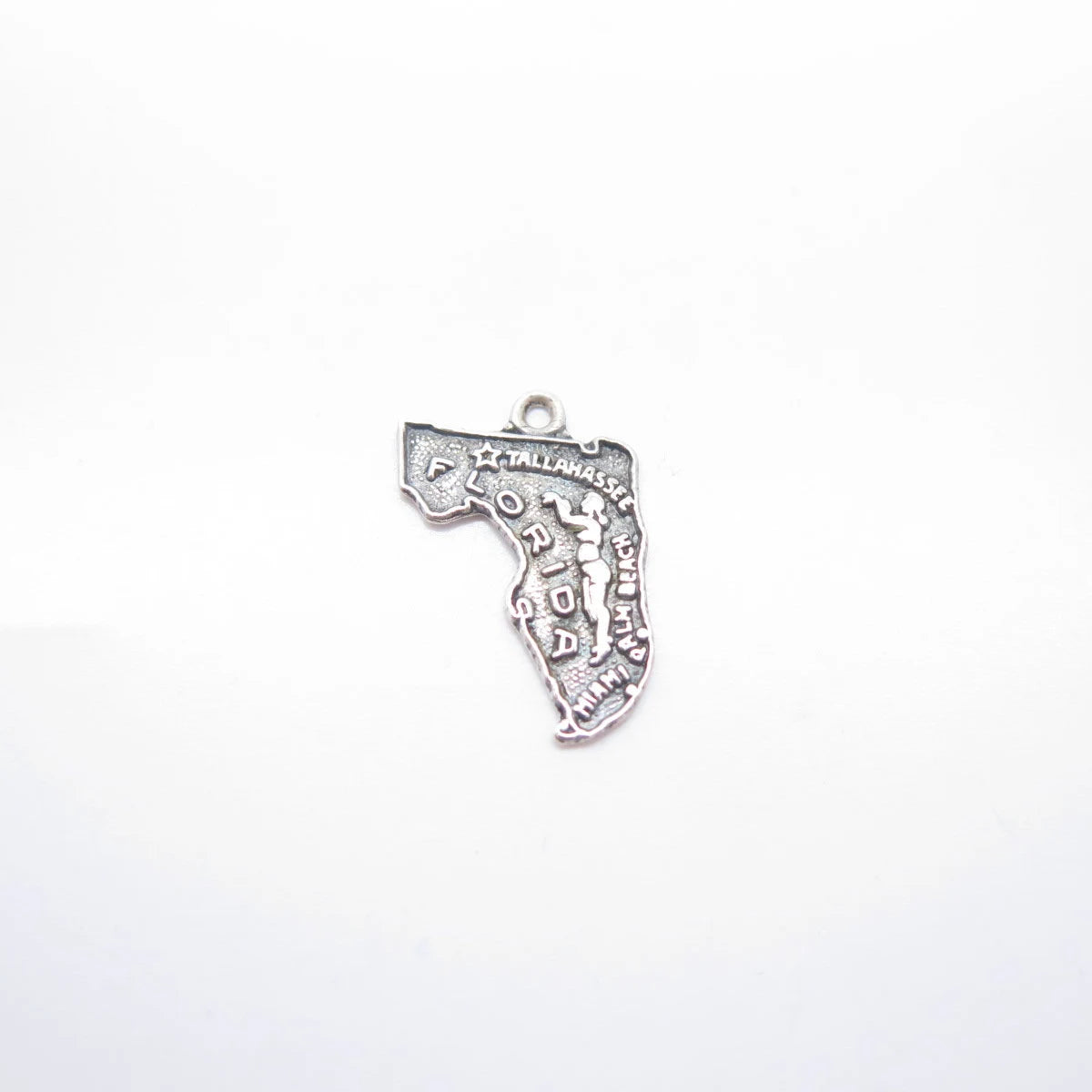 925 Sterling Silver Vintage "Florida" State Map Charm Pendant