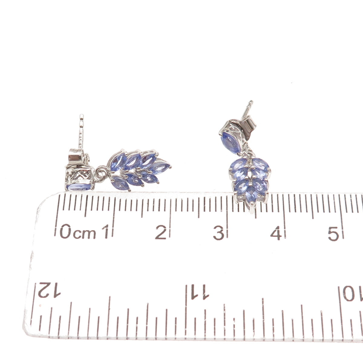 Chuck Clemency 925 Sterling Silver Real Tanzanite Floral Dangle Earrings