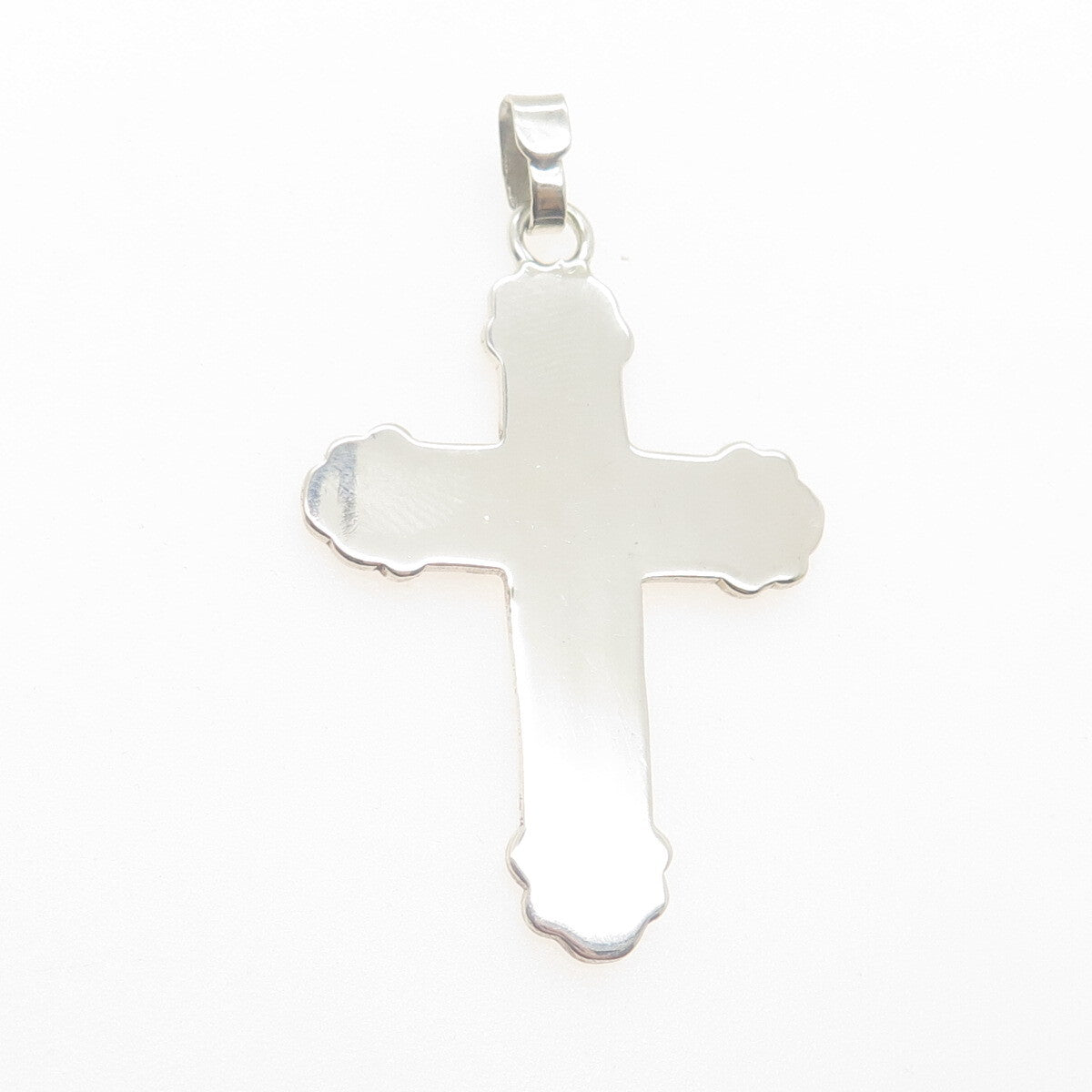 925 Sterling Silver Vintage Enamel Floral Cross Pendant