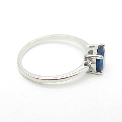 DAZZLERS 925 Sterling Silver Nano Sapphire Minimalist Ring Size 8