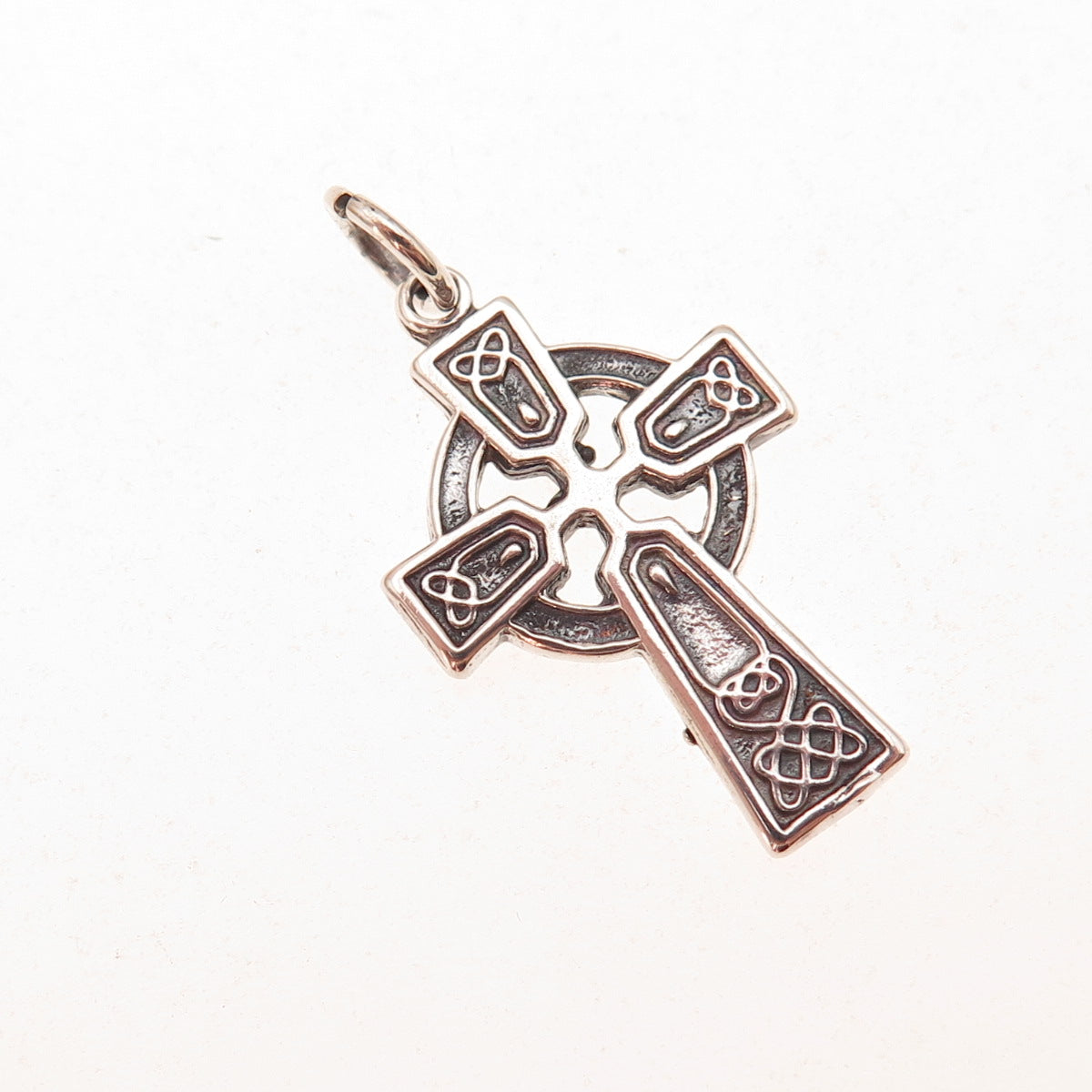 925 Sterling Silver Vintage Celtic Cross Oxidized Charm Pendant