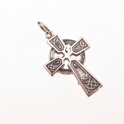 925 Sterling Silver Vintage Celtic Cross Oxidized Charm Pendant