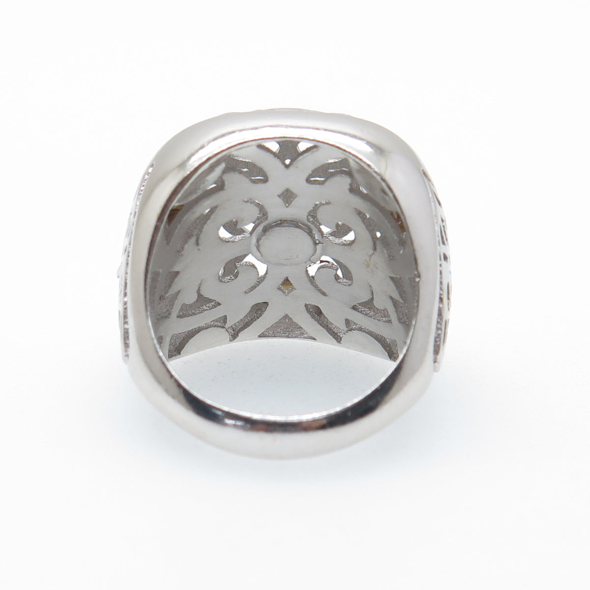 925 Sterling Silver Italy Modernist Floral Scroll Dome Ring Size 6.25