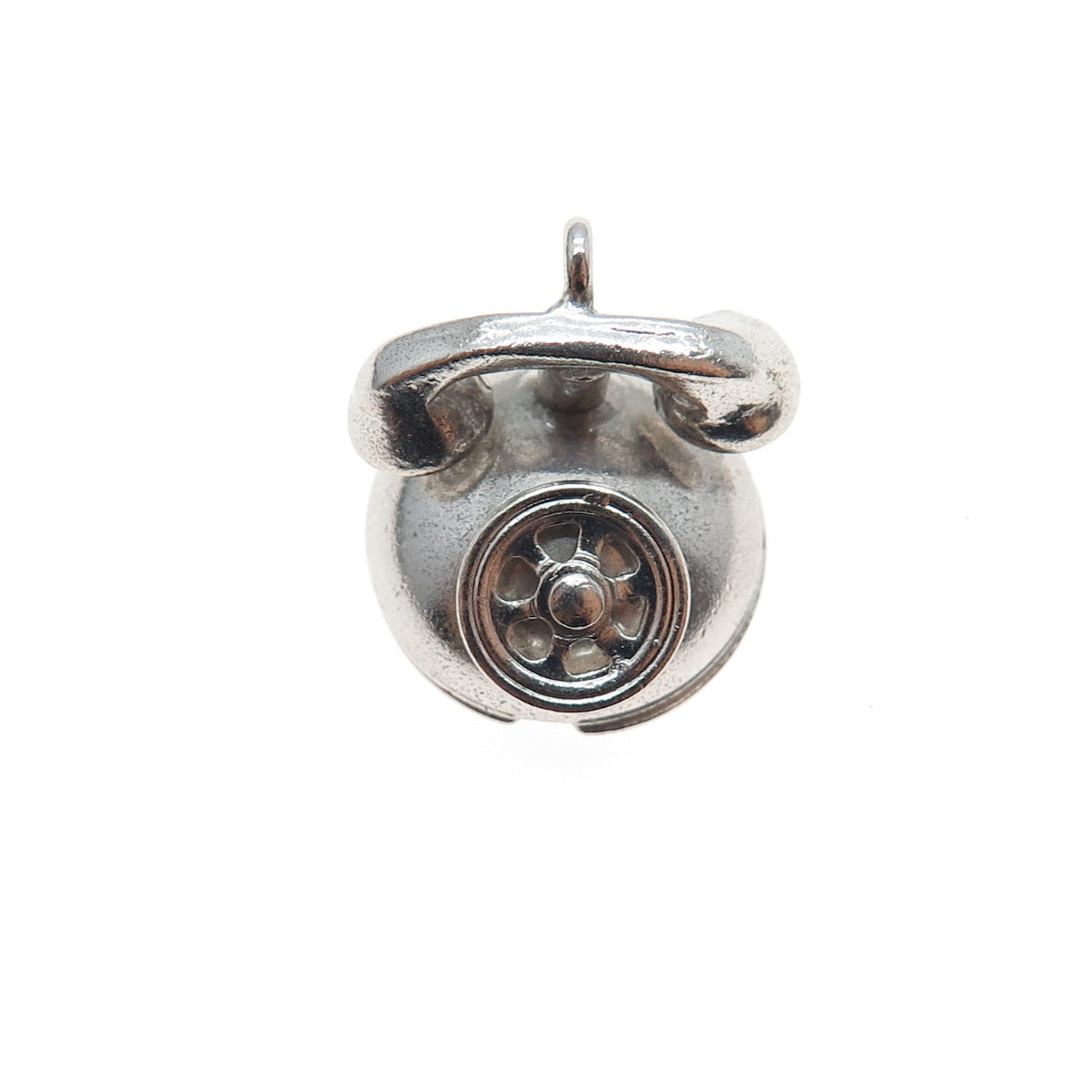 925 Sterling Silver Antique Art Deco Retro Rotary Phone Mini 3D Charm Pendant