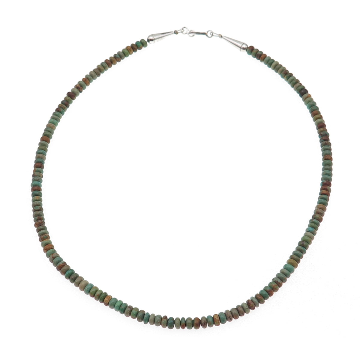 Sunrise Old Pawn Sterling Silver Vintage Royston Turquoise Beaded Necklace 18"