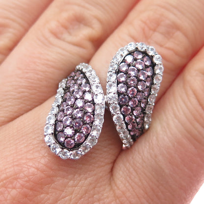 CLYDE DUNEIER 925 Sterling Silver Real Lavender & White Sapphire Ring Size 7.25